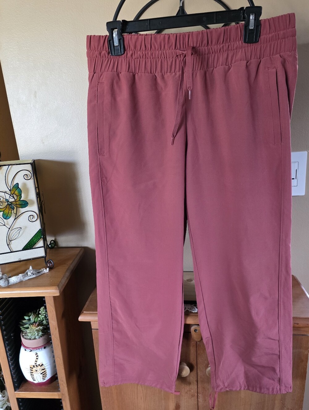 RBX Drawstring Slip~on Activewear Capri Pants in Old Rose Ladies Size M